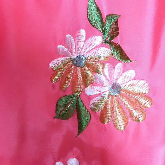 VINTAGE Long Kimono, Coral and Gold SZ M/L - Picture 6 of 8